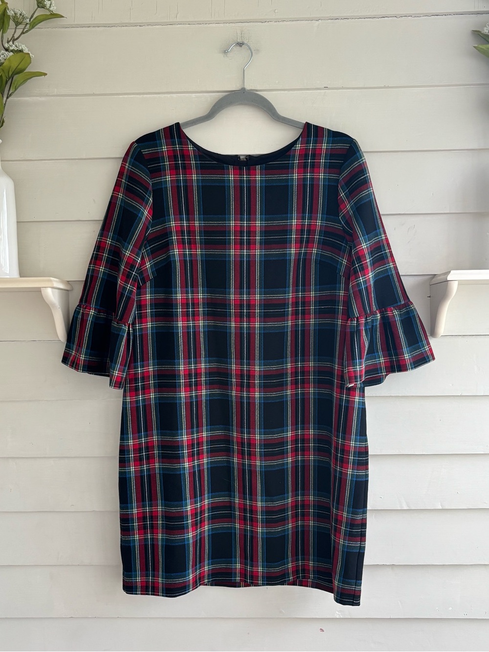 Vineyard Vines Jolly Plaid Greenwich Flutter Sleeve Dress Women’s Size 10